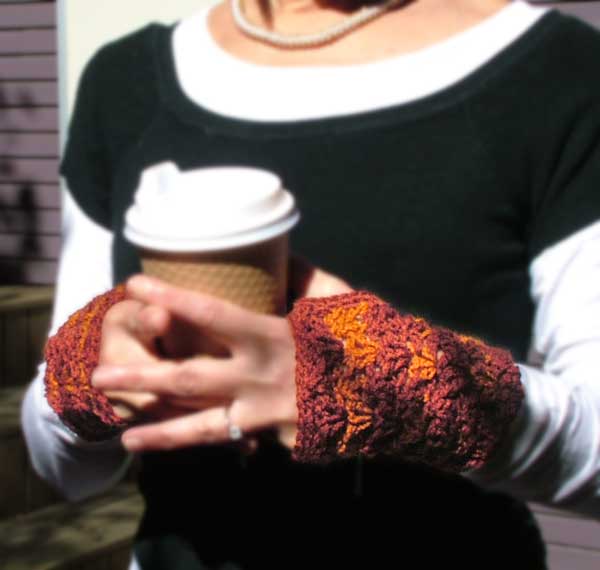 Chocolate Caramel Crochet Fingerless Gloves Hand Warmers