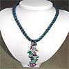 Blue Dangle beaded crochet necklace