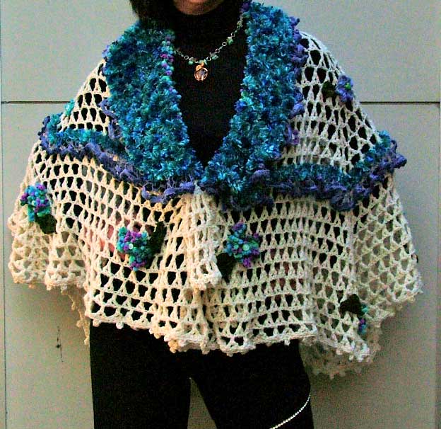 handmade flower crochet shawl